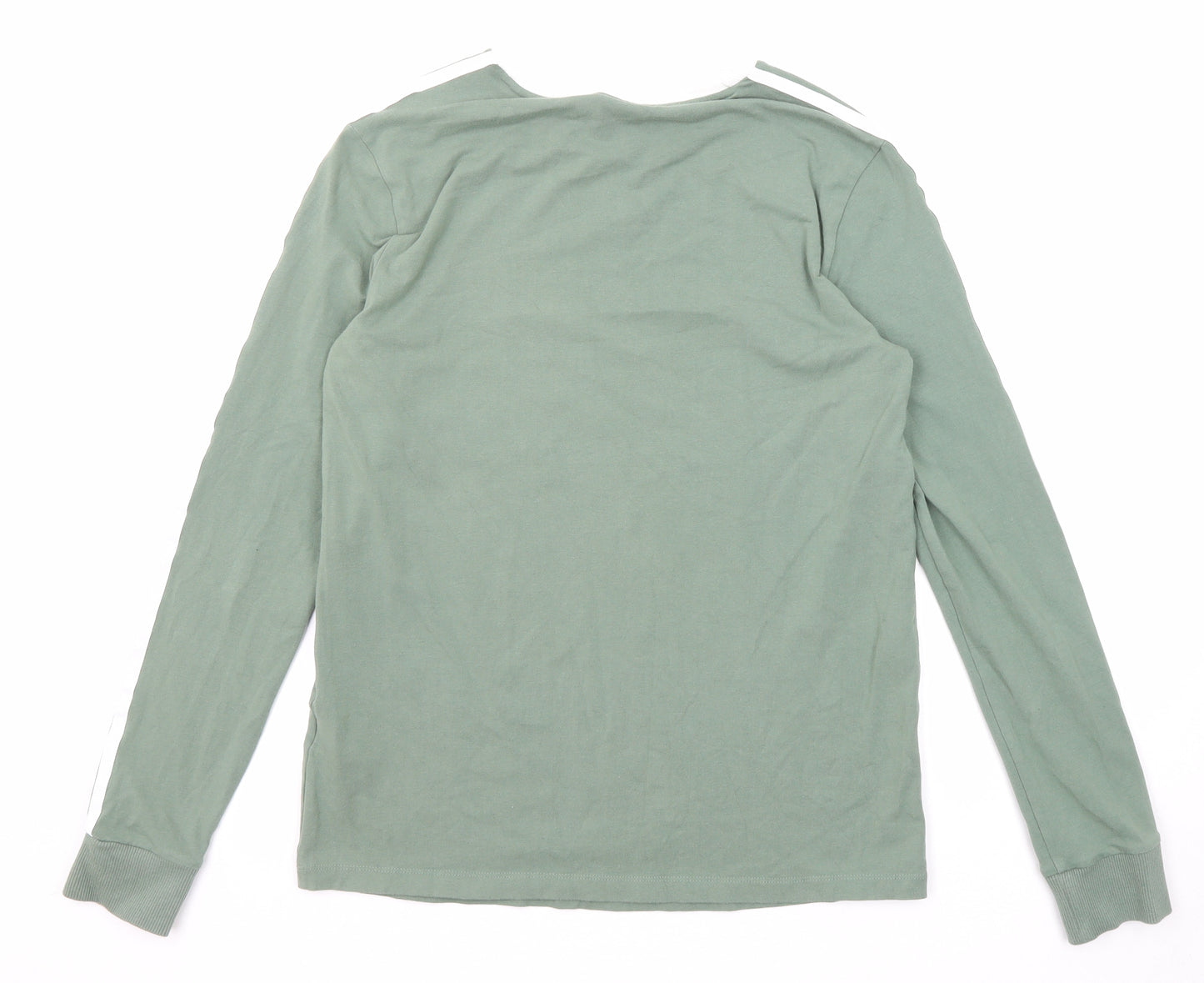 adidas Womens Green Cotton Basic T-Shirt Size 14 Round Neck