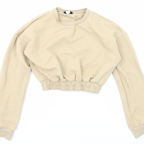 Topshop Womens Beige Polyester Pullover Sweatshirt Size 6 Pullover