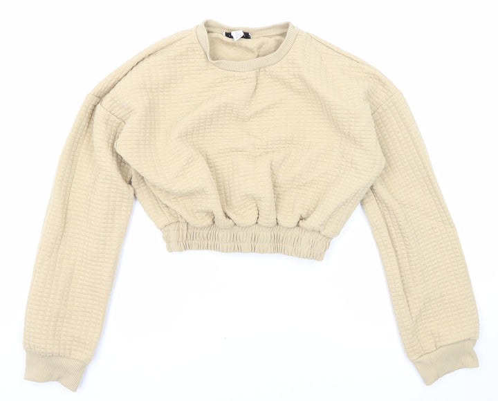 Topshop Womens Beige Polyester Pullover Sweatshirt Size 6 Pullover