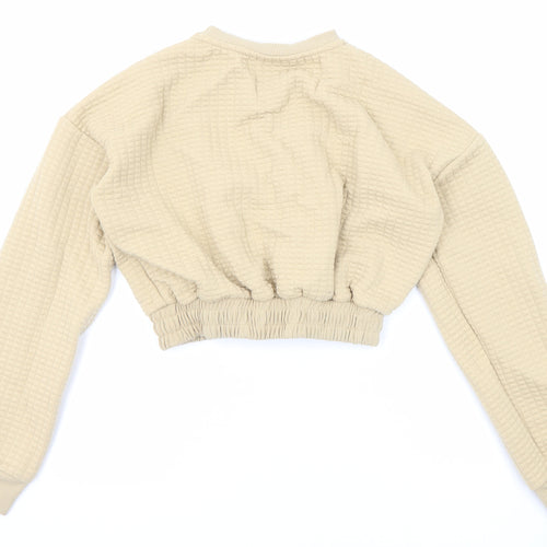 Topshop Womens Beige Polyester Pullover Sweatshirt Size 6 Pullover