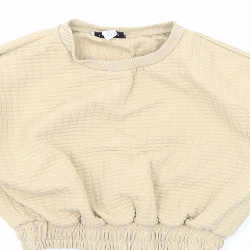 Topshop Womens Beige Polyester Pullover Sweatshirt Size 6 Pullover
