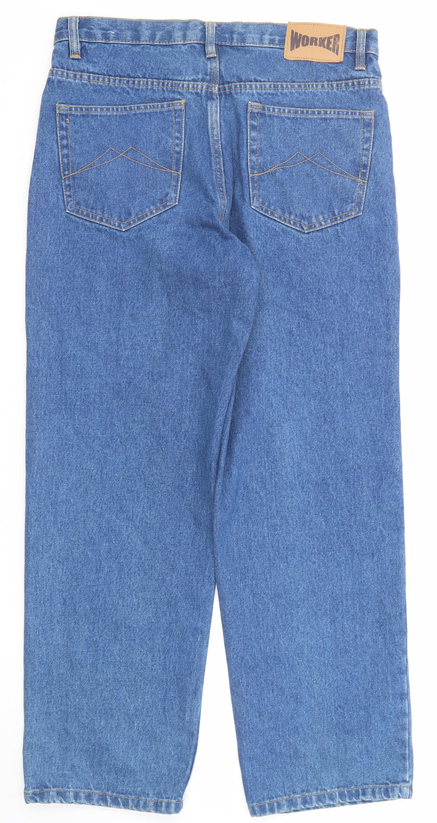 OKAY Mens Blue Cotton Straight Jeans Size 34 in Regular Zip