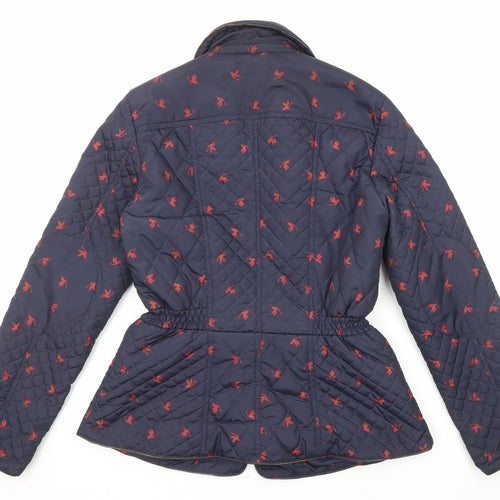 Monsoon Womens Blue Geometric Quilted Jacket Size 12 Snap