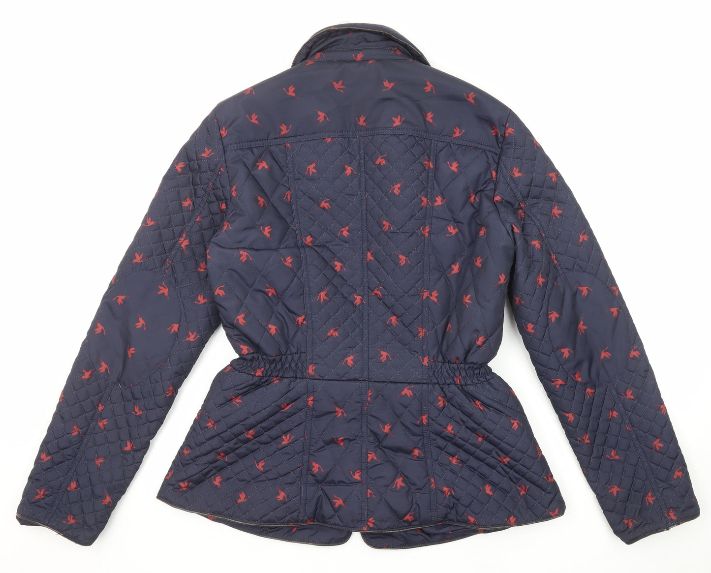 Monsoon Womens Blue Geometric Quilted Jacket Size 12 Snap