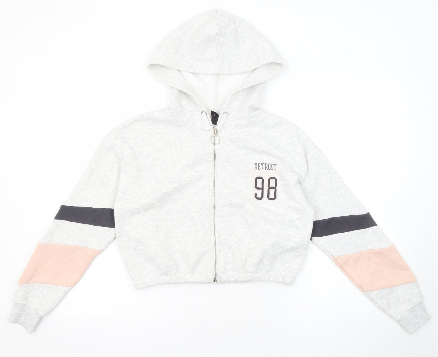 New Look Girls Grey Polyester Full Zip Hoodie Size 12-13 Years Zip - Detroit 98