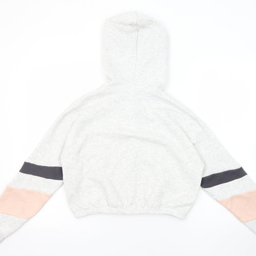 New Look Girls Grey Polyester Full Zip Hoodie Size 12-13 Years Zip - Detroit 98