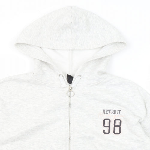 New Look Girls Grey Polyester Full Zip Hoodie Size 12-13 Years Zip - Detroit 98