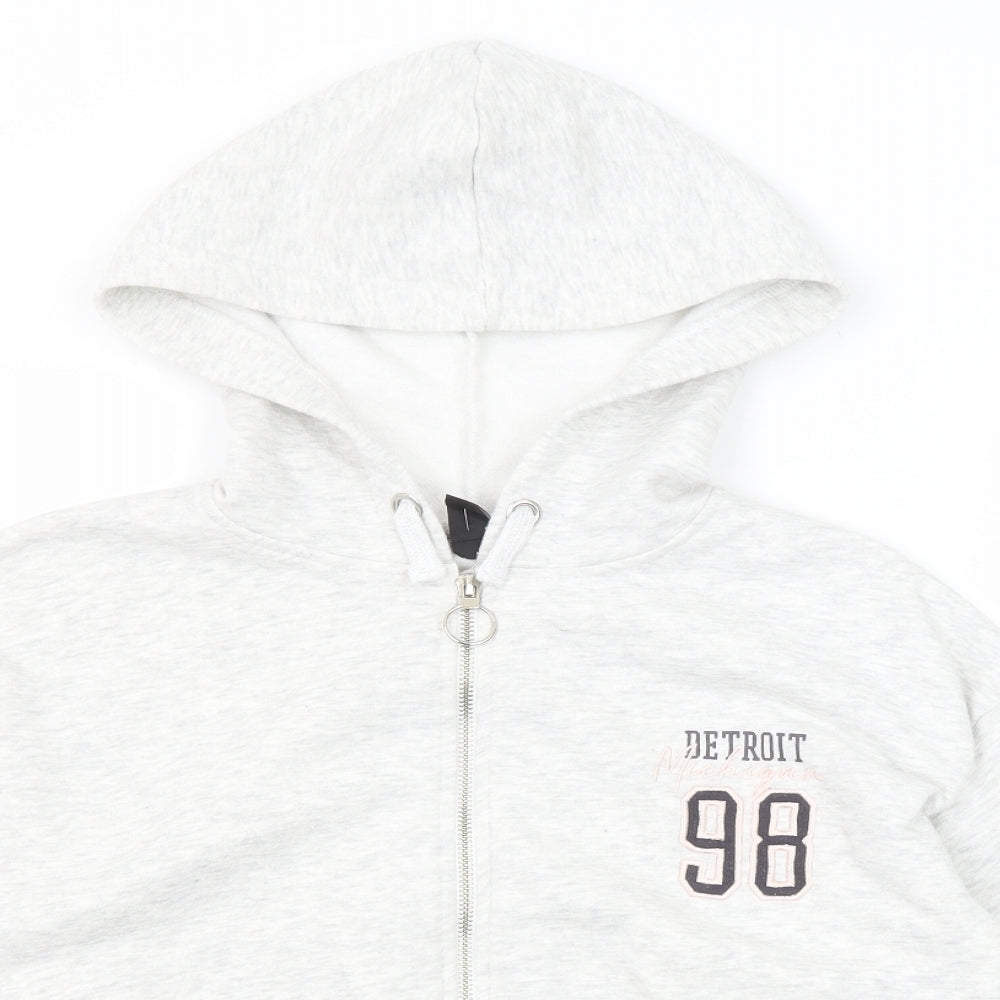 New Look Girls Grey Polyester Full Zip Hoodie Size 12-13 Years Zip - Detroit 98