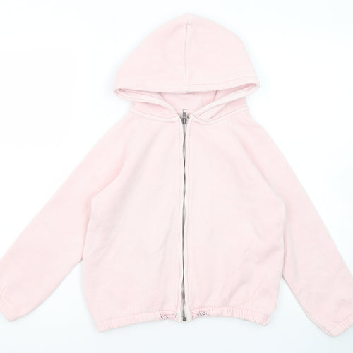 Zara Girls Pink Cotton Full Zip Hoodie Size 8 Years Zip