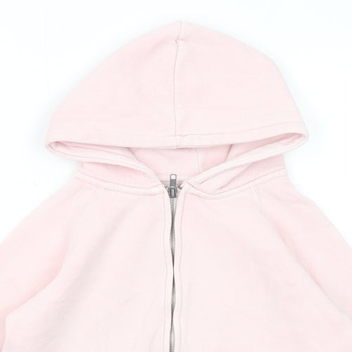 Zara Girls Pink Cotton Full Zip Hoodie Size 8 Years Zip
