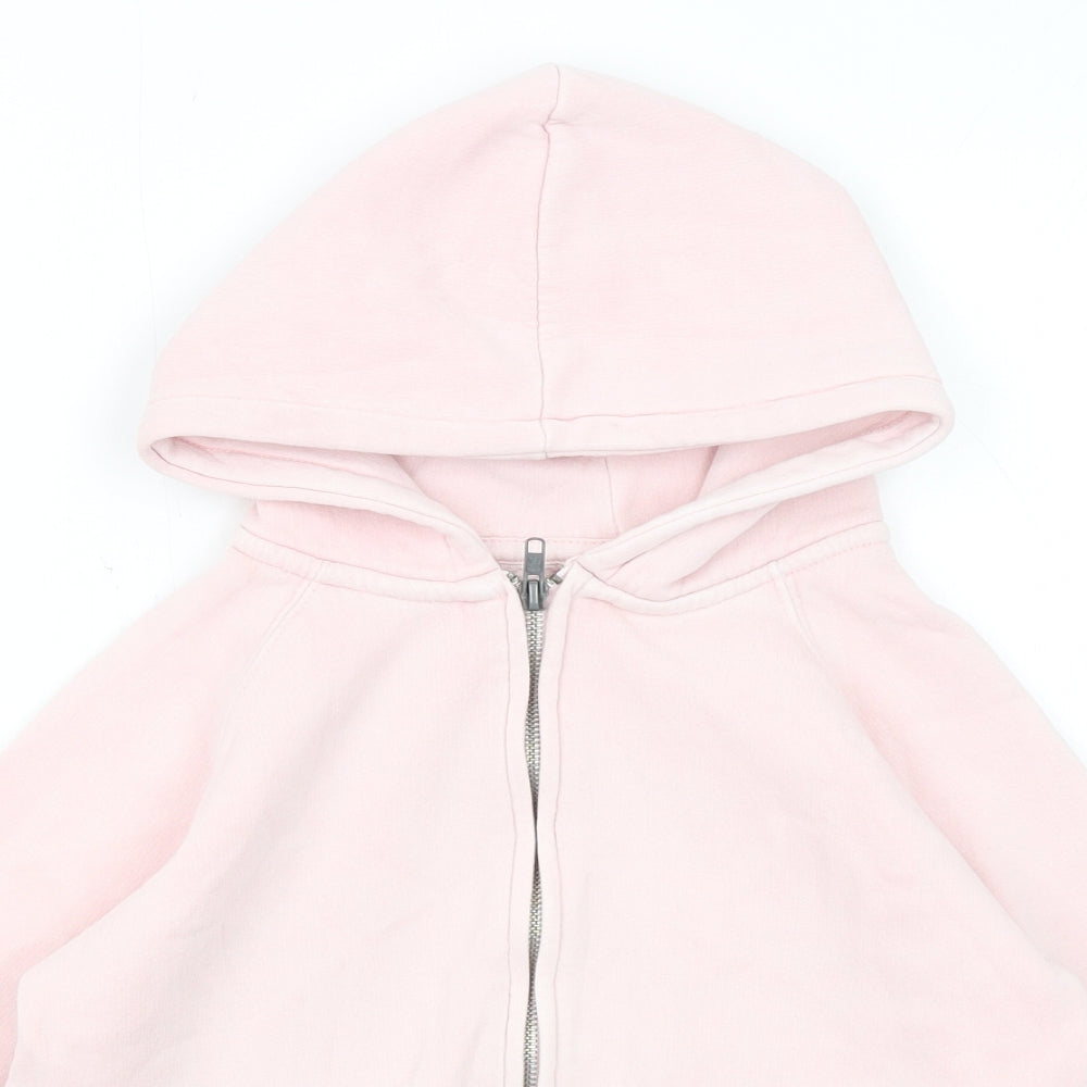 Zara Girls Pink Cotton Full Zip Hoodie Size 8 Years Zip