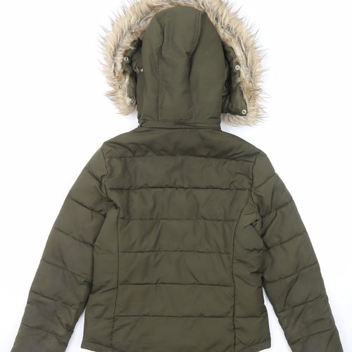 Topshop Womens Green Puffer Jacket Jacket Size 6 Zip