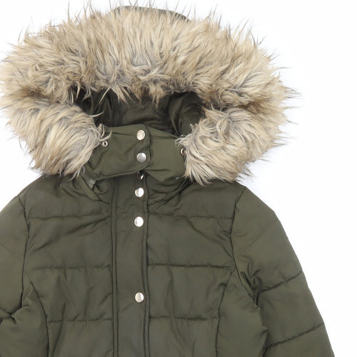 Topshop Womens Green Puffer Jacket Jacket Size 6 Zip