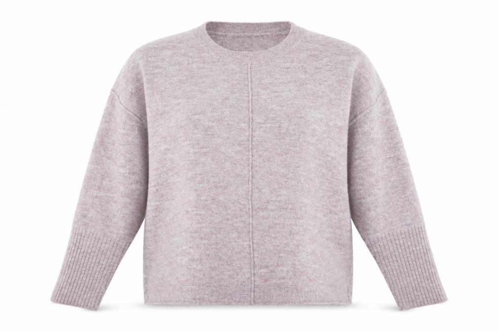 Front view of Buffalo by David Bitton women’s purple round neck acrylic jumper, size XL