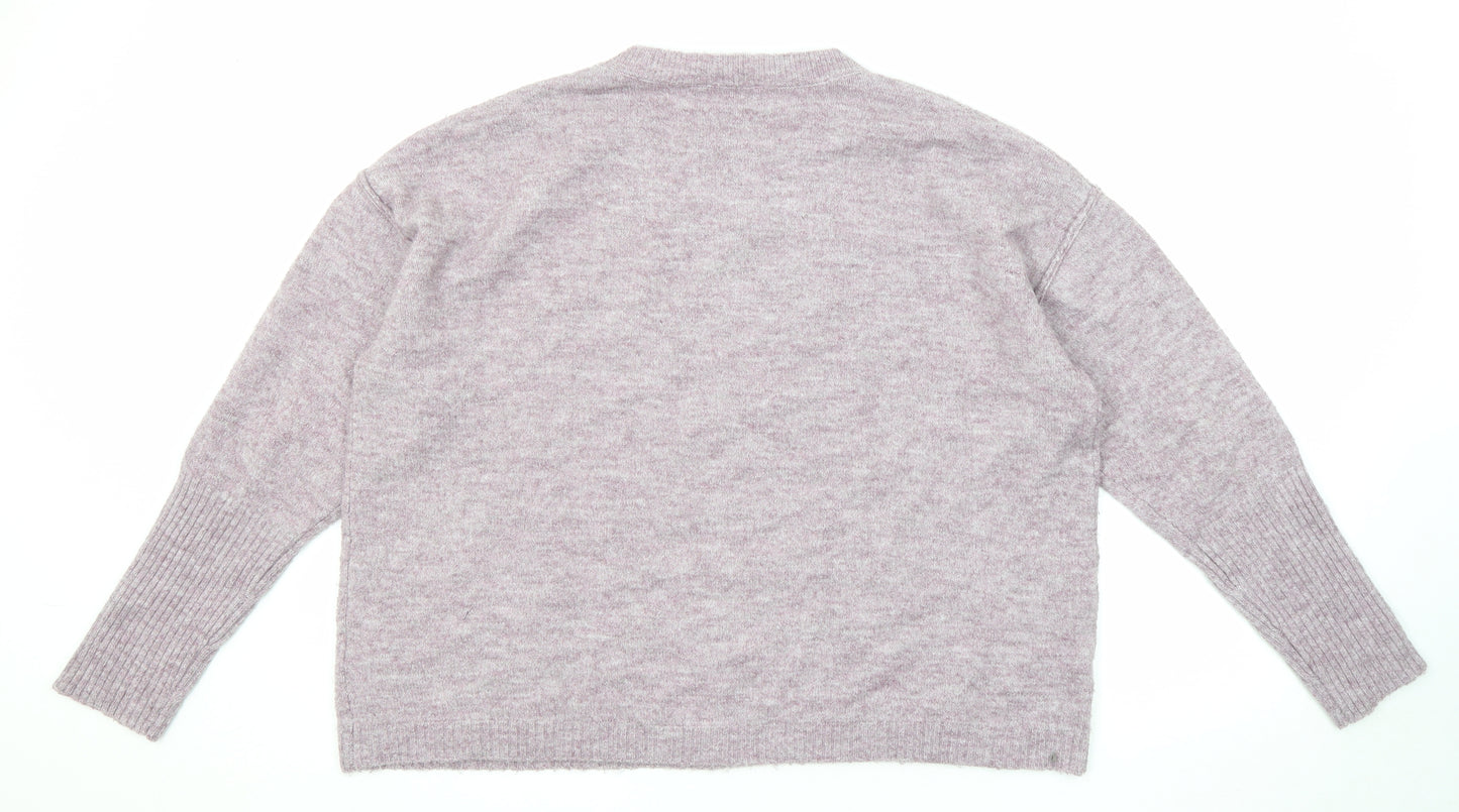 Buffalo by David Bitton Womens Purple Round Neck Acrylic Pullover Jumper Size XL