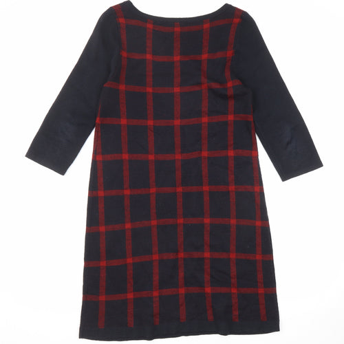 Phase Eight Womens Black Check Acrylic Jumper Dress Size 12 Round Neck Pullover