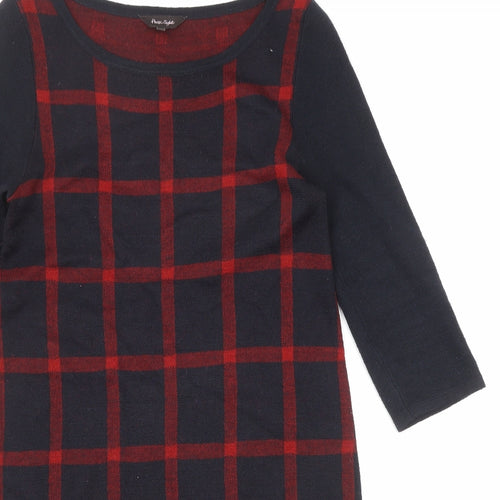 Phase Eight Womens Black Check Acrylic Jumper Dress Size 12 Round Neck Pullover