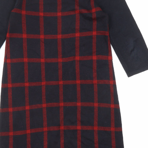 Phase Eight Womens Black Check Acrylic Jumper Dress Size 12 Round Neck Pullover