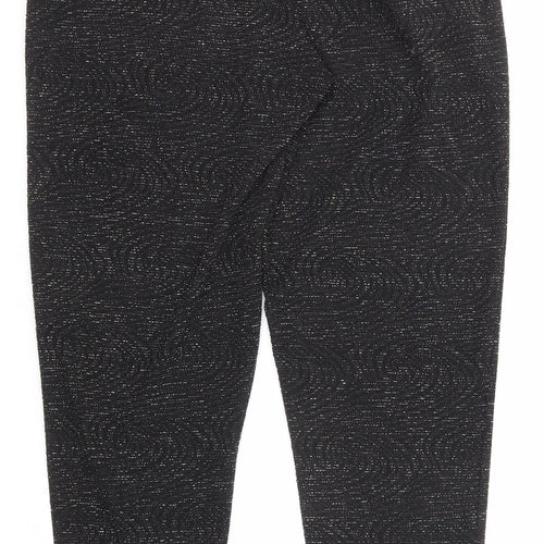 H&M Womens Black Geometric Polyester Carrot Trousers Size S Regular