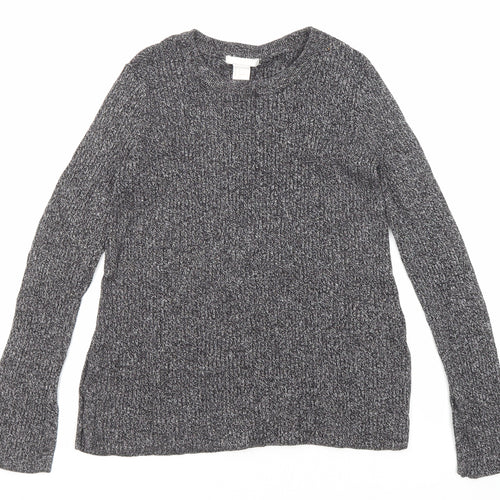 H&M Womens Black Round Neck Cotton Pullover Jumper Size 14