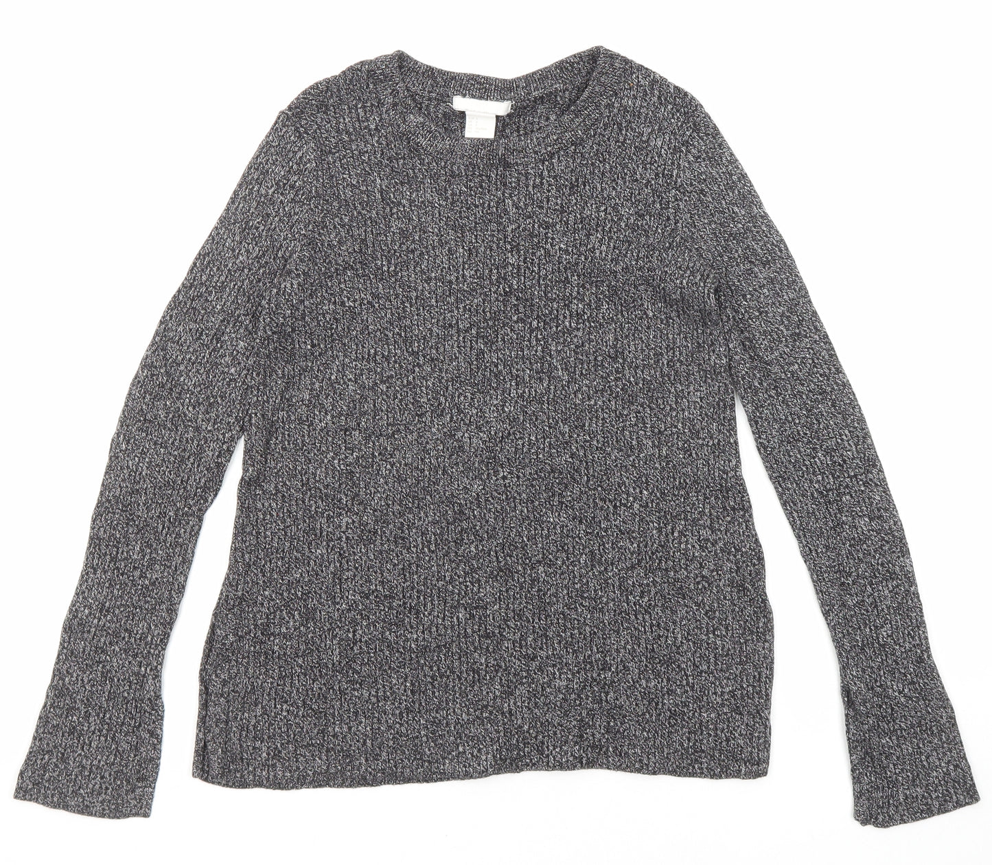 H&M Womens Black Round Neck Cotton Pullover Jumper Size 14
