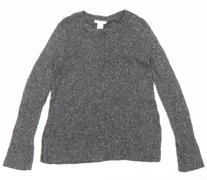 H&M Womens Black Round Neck Cotton Pullover Jumper Size 14