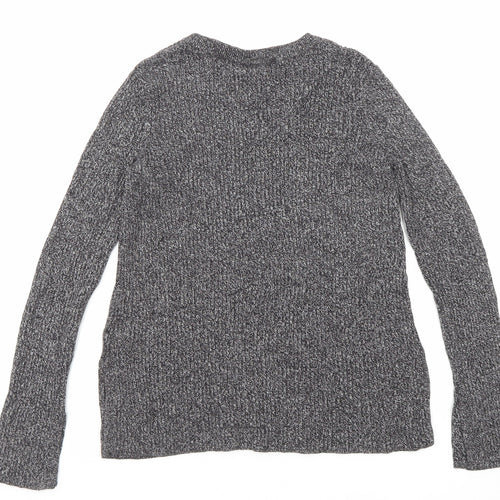 H&M Womens Black Round Neck Cotton Pullover Jumper Size 14