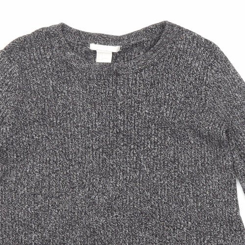 H&M Womens Black Round Neck Cotton Pullover Jumper Size 14