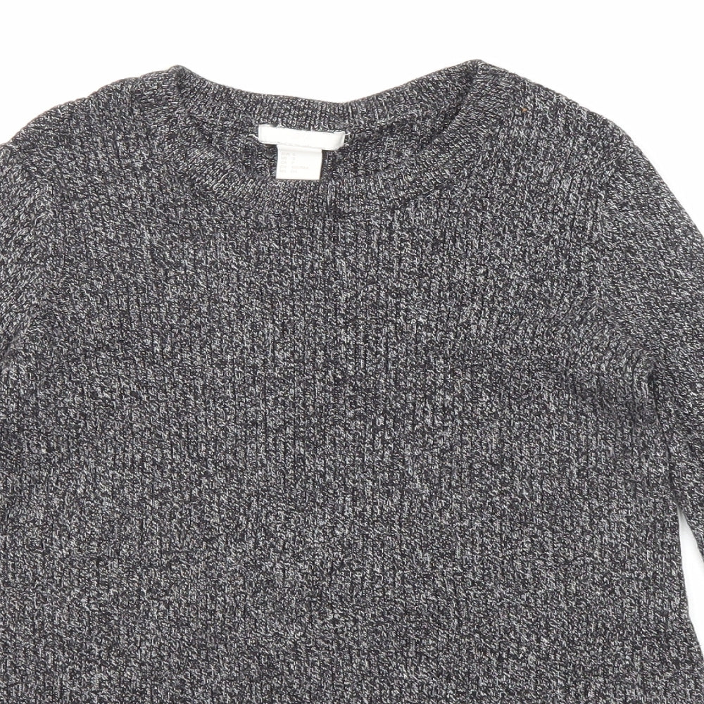 H&M Womens Black Round Neck Cotton Pullover Jumper Size 14
