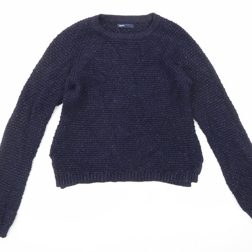 Gap Girls Blue Round Neck Cotton Pullover Jumper Size 12-13 Years Pullover