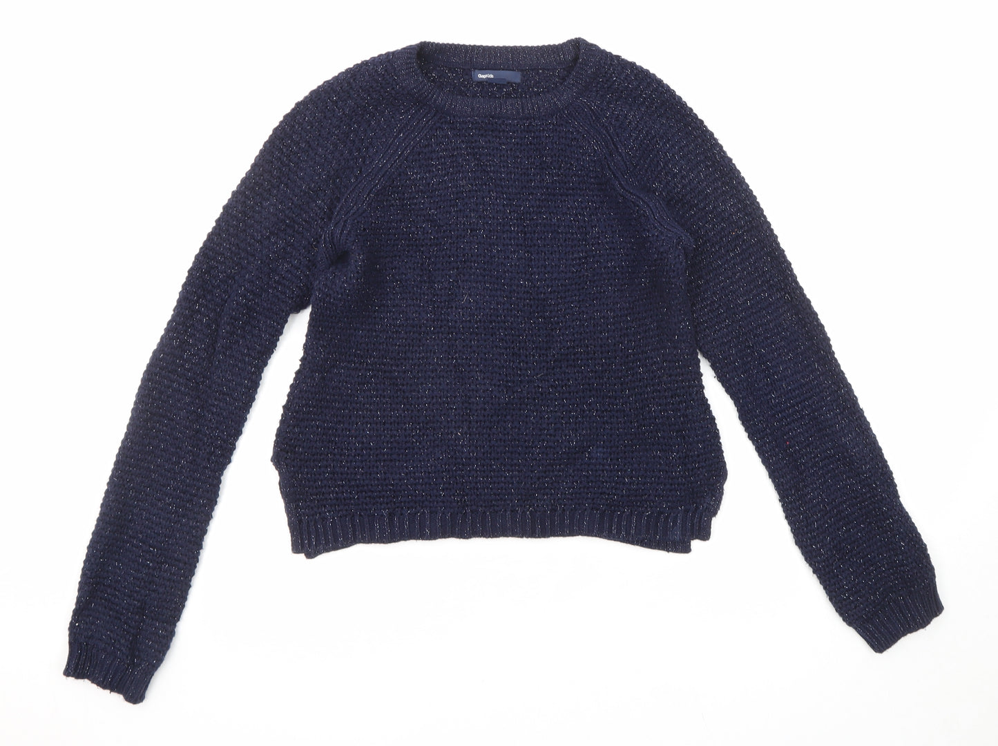 Gap Girls Blue Round Neck Cotton Pullover Jumper Size 12-13 Years Pullover