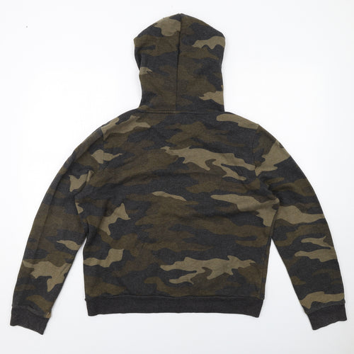 PINK Womens Green Camouflage Cotton Pullover Hoodie Size L Pullover