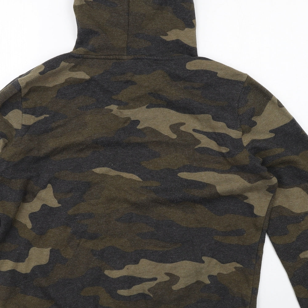 PINK Womens Green Camouflage Cotton Pullover Hoodie Size L Pullover