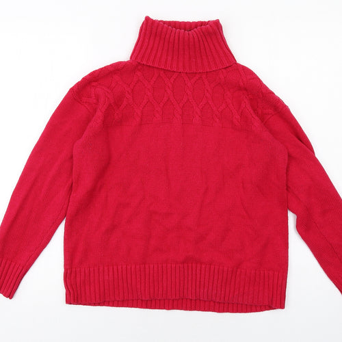 Liz Claiborne Womens Pink Roll Neck Cotton Pullover Jumper Size M