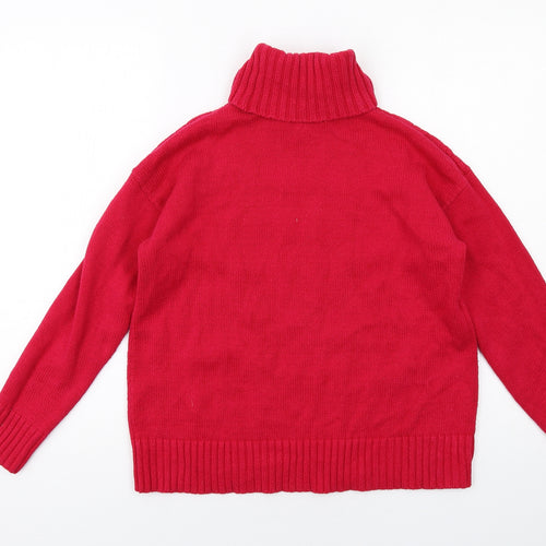 Liz Claiborne Womens Pink Roll Neck Cotton Pullover Jumper Size M