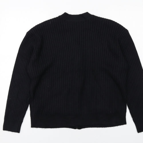 Marks and Spencer Womens Black Round Neck Polyester Full Zip Jumper Size L