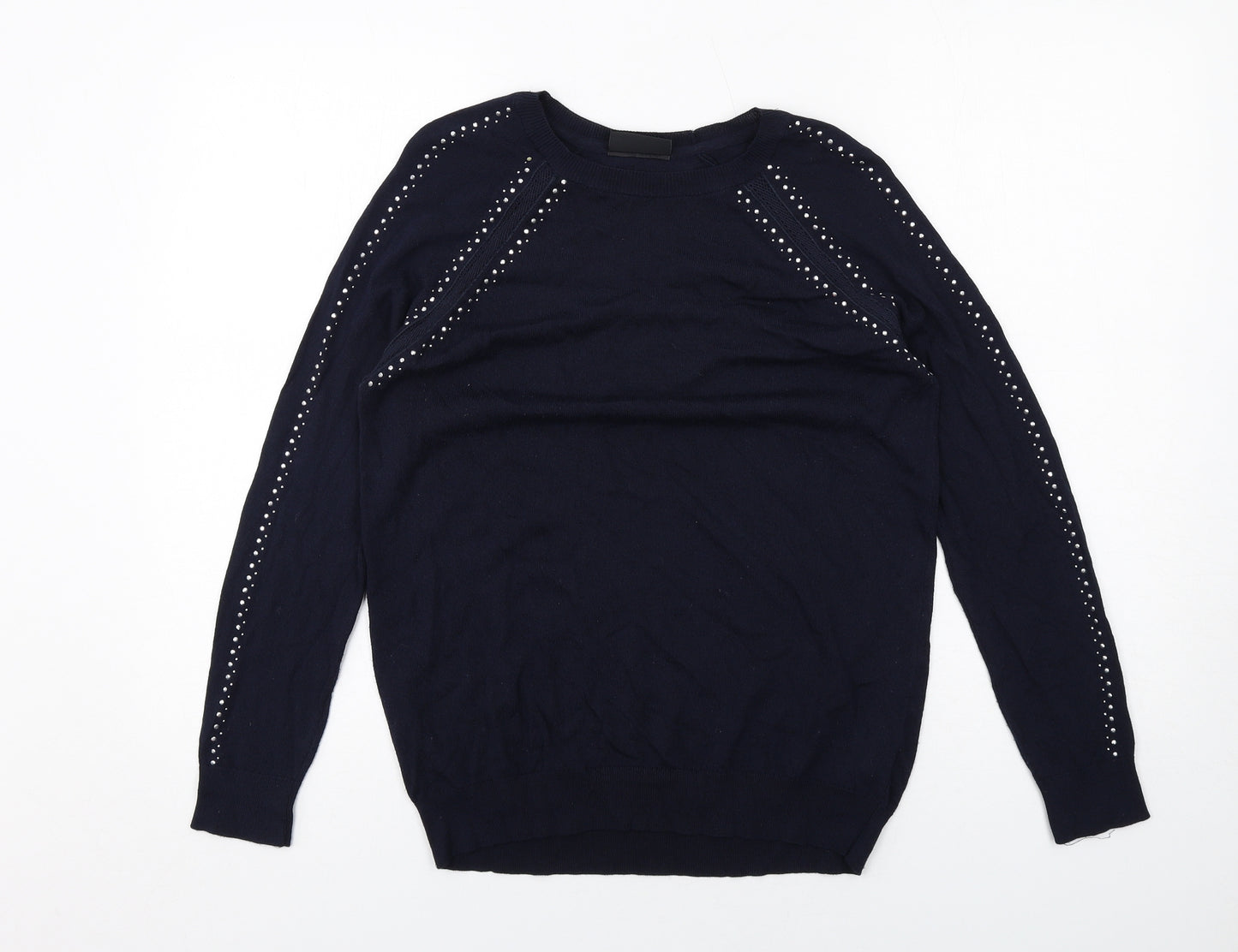 Wallis Womens Blue Round Neck Viscose Pullover Jumper Size S