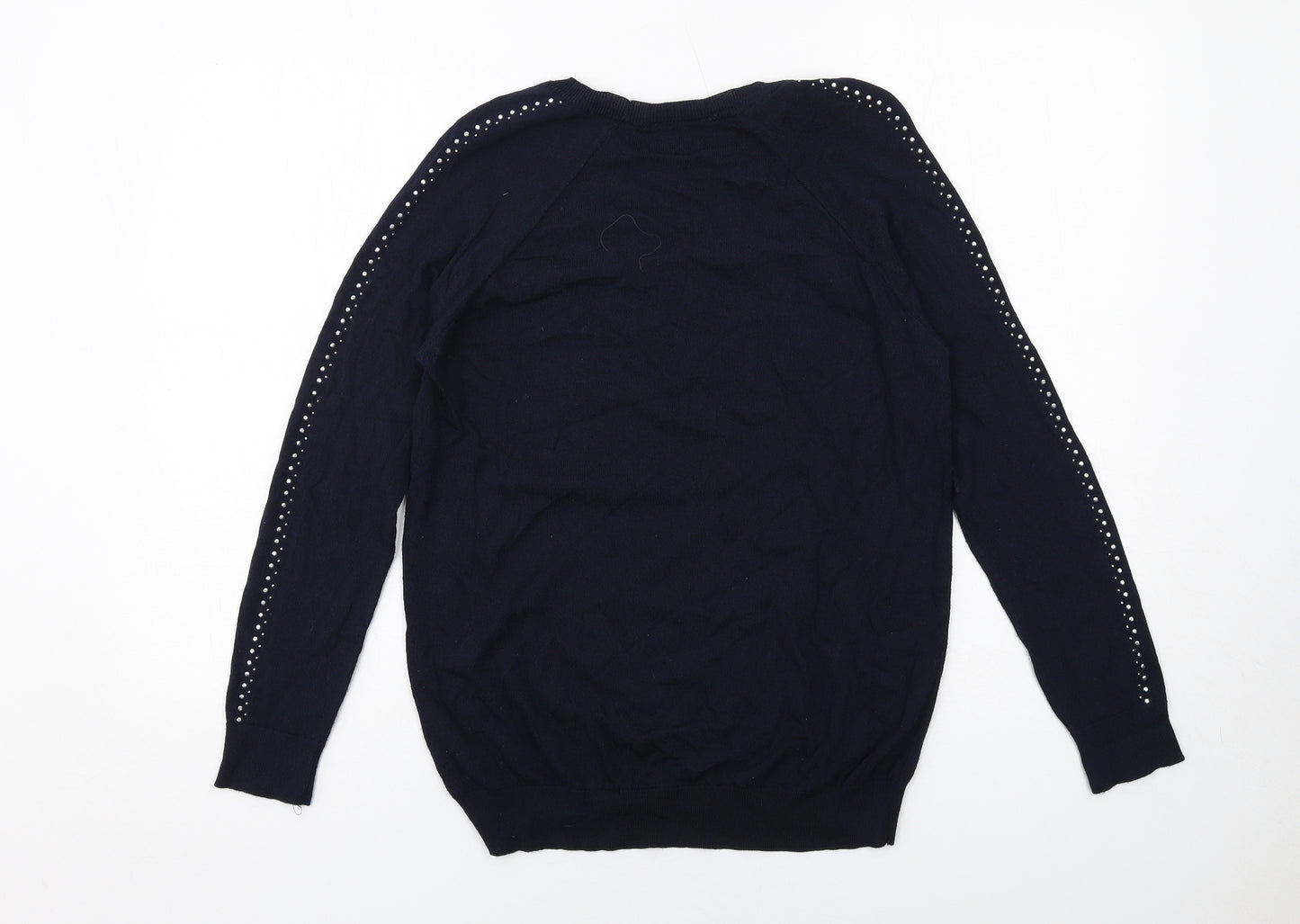 Wallis Womens Blue Round Neck Viscose Pullover Jumper Size S