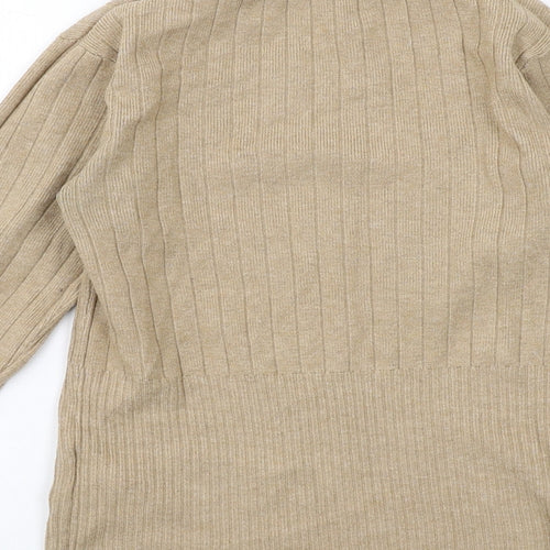 Marks and Spencer Womens Beige High Neck Viscose Pullover Jumper Size 8