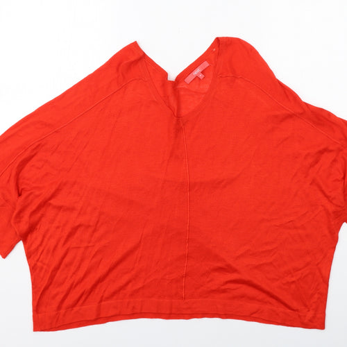 NEXT Womens Orange V-Neck Acrylic Pullover Jumper Size M