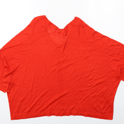 NEXT Womens Orange V-Neck Acrylic Pullover Jumper Size M