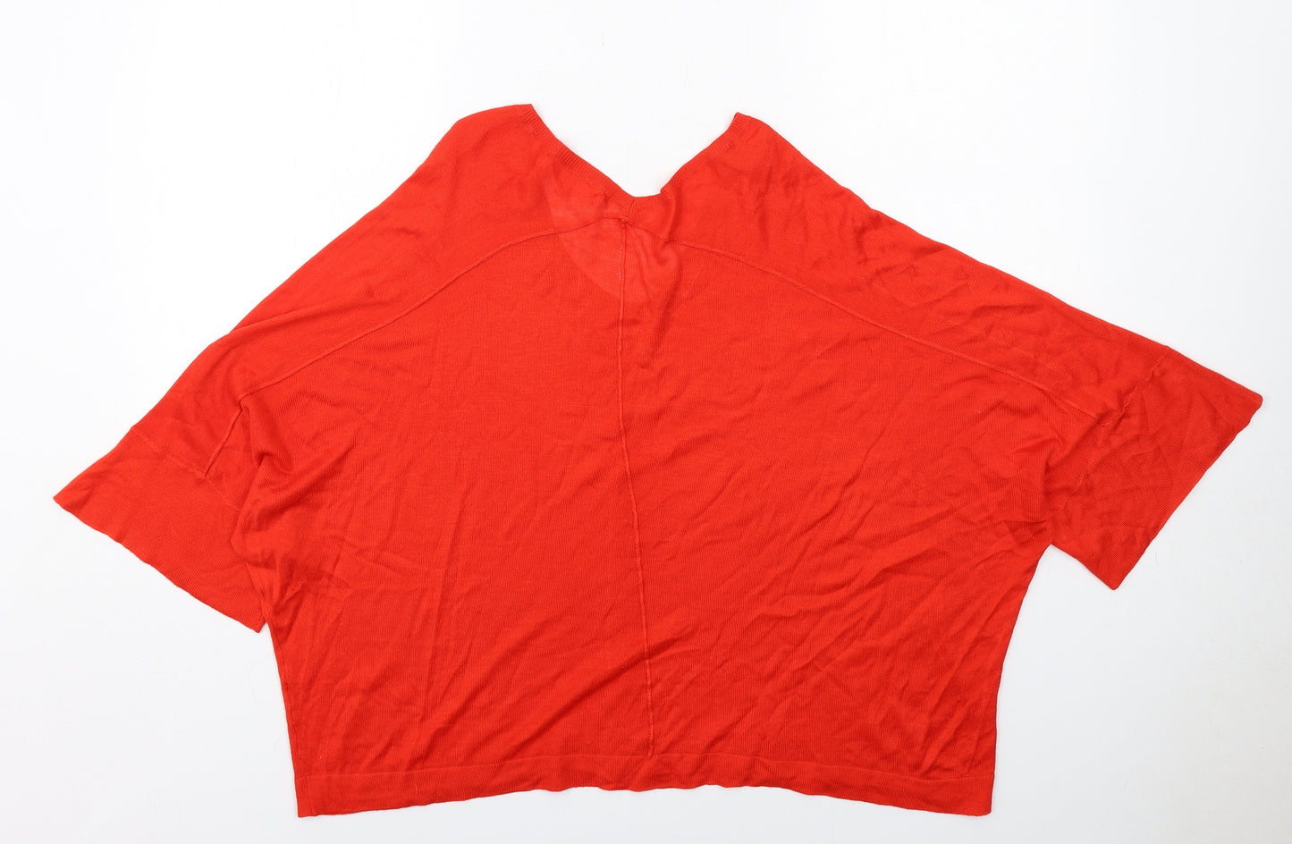 NEXT Womens Orange V-Neck Acrylic Pullover Jumper Size M