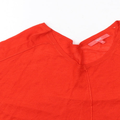 NEXT Womens Orange V-Neck Acrylic Pullover Jumper Size M
