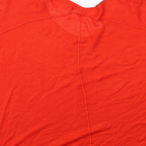 NEXT Womens Orange V-Neck Acrylic Pullover Jumper Size M