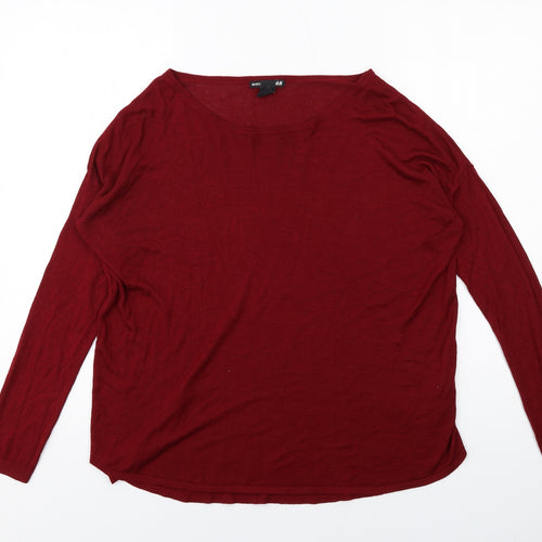 H&M Womens Red Round Neck Acrylic Pullover Jumper Size S