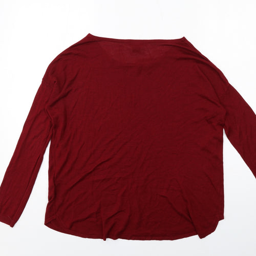 H&M Womens Red Round Neck Acrylic Pullover Jumper Size S
