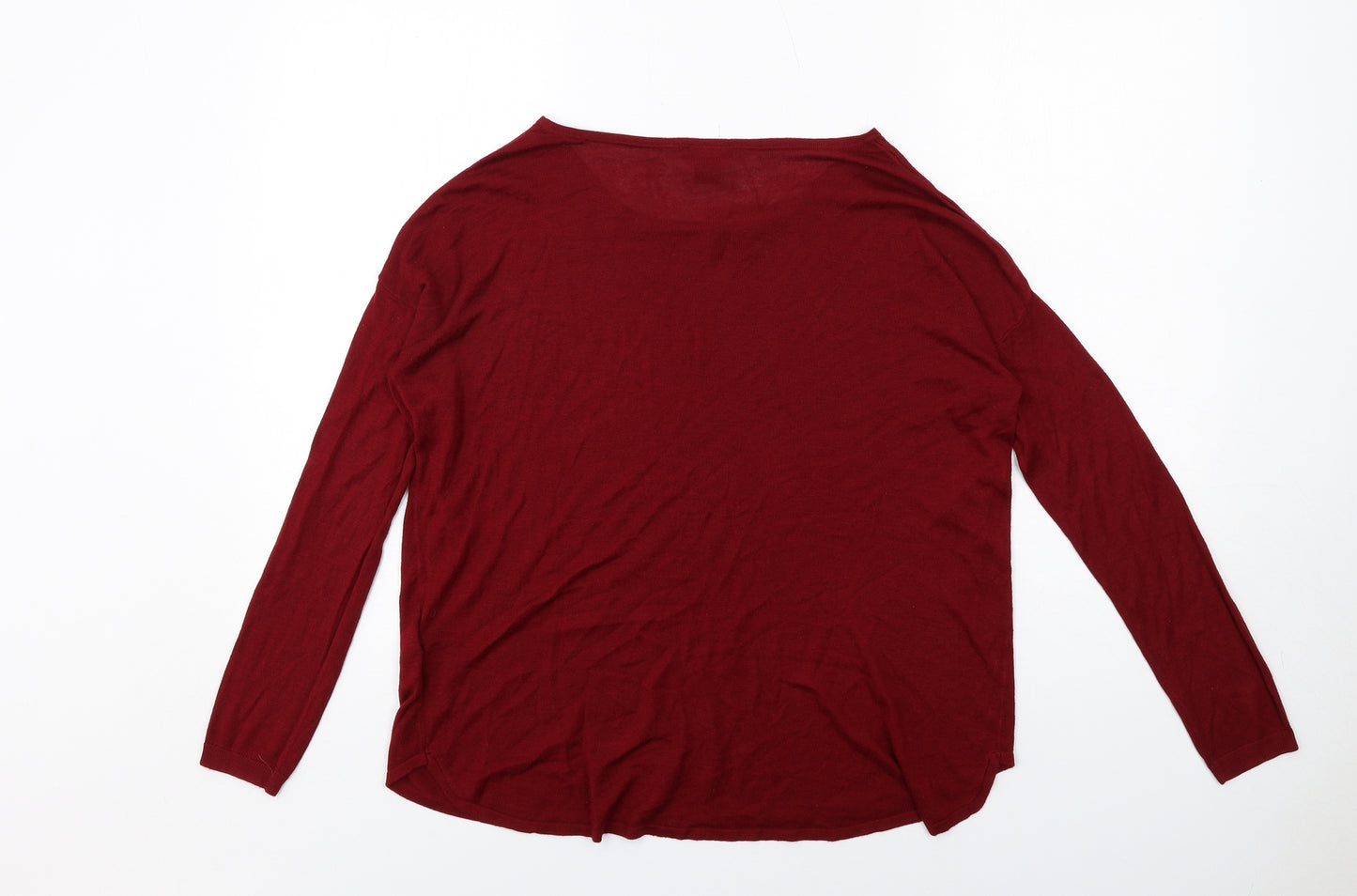H&M Womens Red Round Neck Acrylic Pullover Jumper Size S