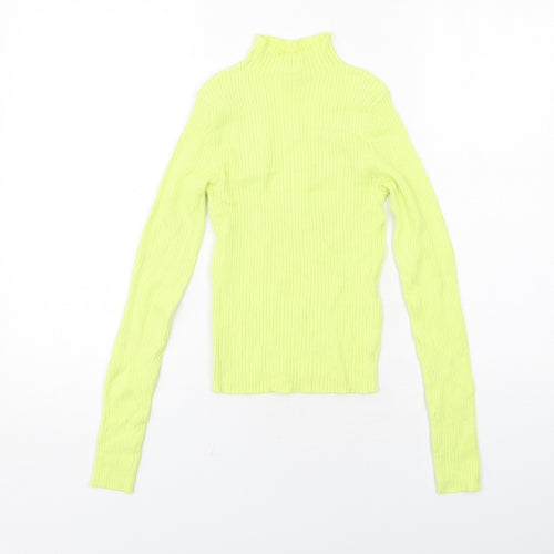 Bershka Womens Yellow Mock Neck Viscose Pullover Jumper Size S