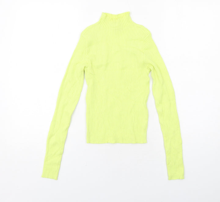 Bershka Womens Yellow Mock Neck Viscose Pullover Jumper Size S