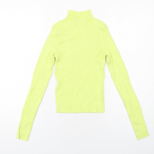 Bershka Womens Yellow Mock Neck Viscose Pullover Jumper Size S